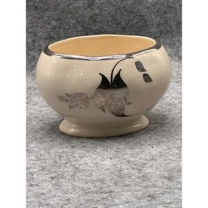 Sandland Ware Staffordshire England Silver Luster Floral Cream Sugar Bowl Vtg